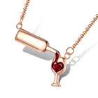 Ожерелье из хирургической стали с кубическим цирконием, винное ожерелье, уникальный дизайн, женское ожерелье и кулон