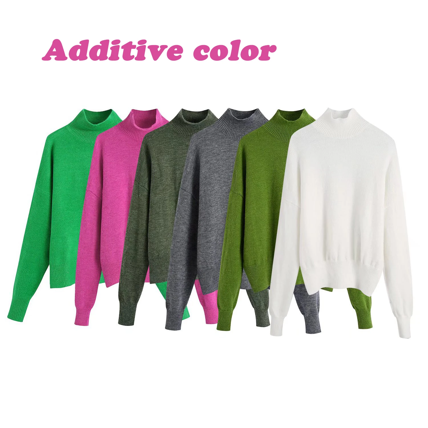 Пуловер женский вязаный мягкий с длинным рукавом свободного покроя зеленого