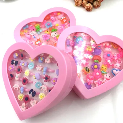 36 шт./партия милые кольца для детей дизайн цветок животное модные ювелирные