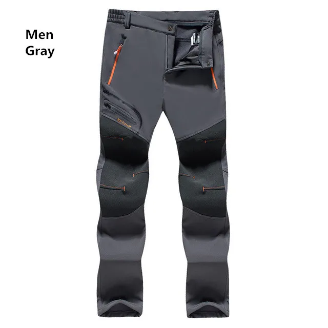Men gray Мужские и женские Зимние флисовые водонепроницаемые уличные штаны мягкие брюки в виде ракушки Кемпинг рыбный треккинг Бег Туризм Спорт Путешествия обучение - Цвет: Men gray