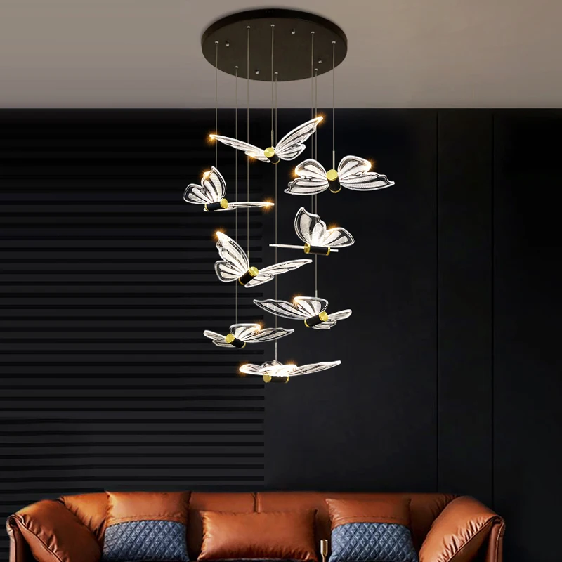 Фото Современная светодиодная люстра в виде бабочки скандинавский двойной