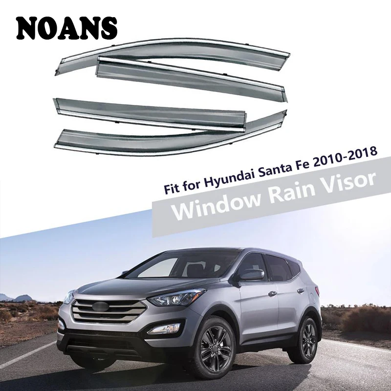 

NOANS 4pcs stickers For HyundaiSanta Fe 2018 2017 2016 2015-2010 Car Styling Accessories Windows Sun Rain Visor Door Shield Trim
