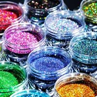 12 colors nail dipping powder holographic glitter nail art decorations powder laser pigment powder manicure tool set