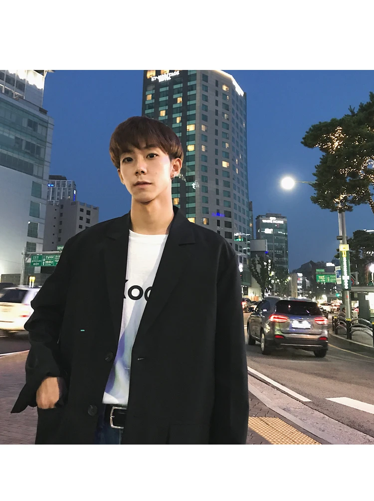 European Autumn Men Blazer Black Oversized Blazer Masculino Casual Men Blazer hombre