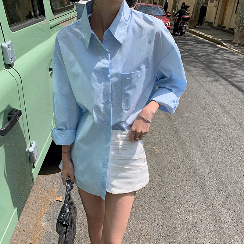 Женская ажурная блузка с бантом длинным рукавом и карманами |