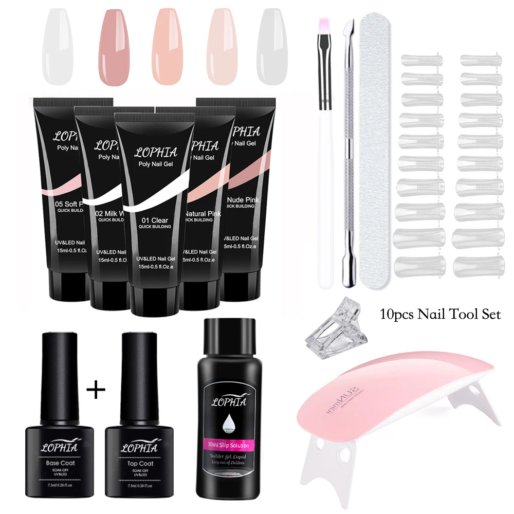 

10pcs/set poly nail gel kit with lamp nail supplies for professionals equipment manicure supplies kits Tool pour les ongles