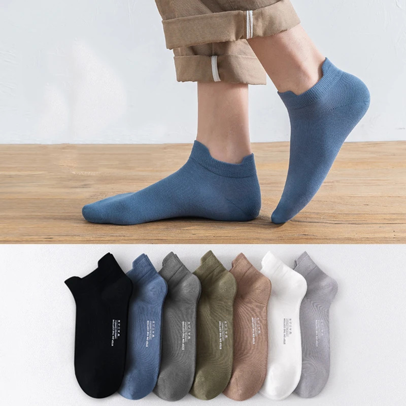 

1 Pairs Spring Autumn Men Socks Solid Color Casual Ankle Sock Breathable Man Cotton Sports Short Socks