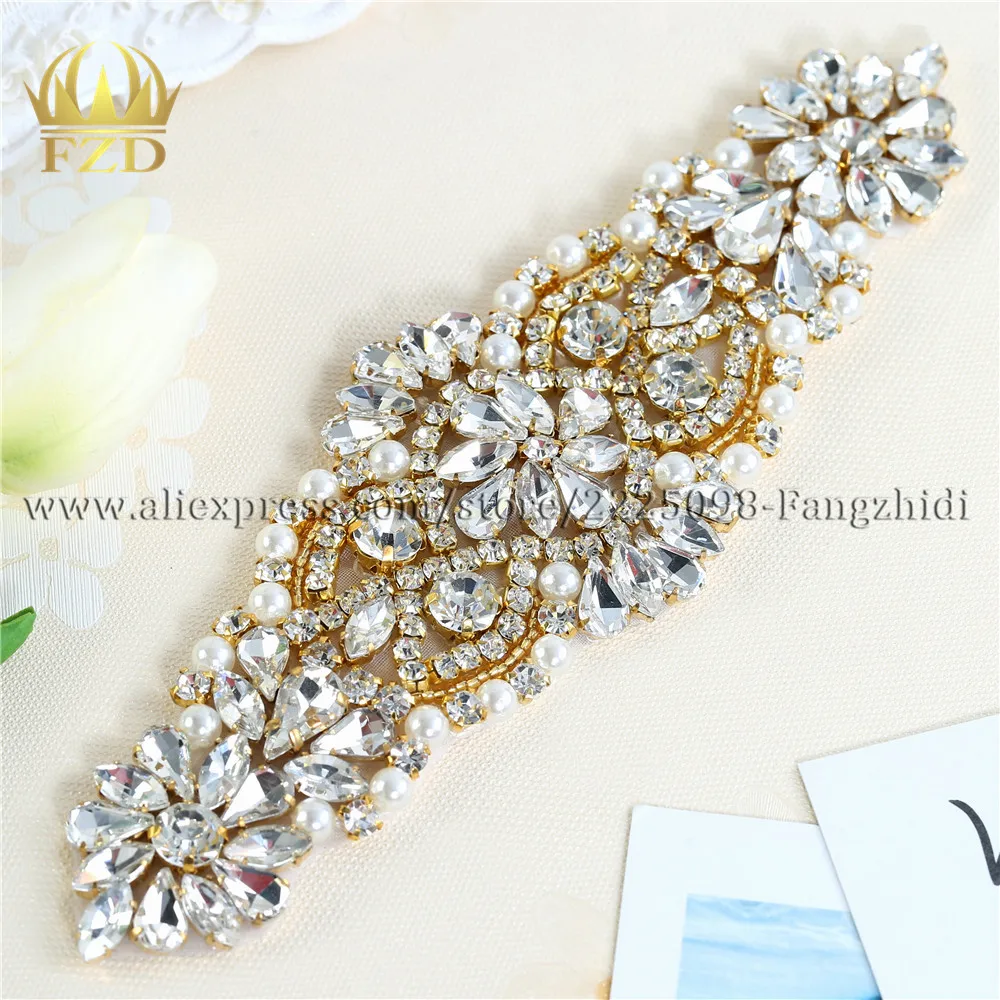 FZD розничная продажа 1 шт. Кристальный свадебный пояс с бусинами со стразами и