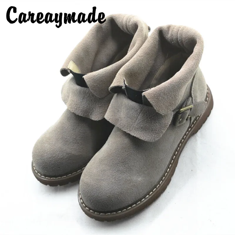 Careaymade-Японский новый стиль плоские и серые женские художественные Ретро ботинки