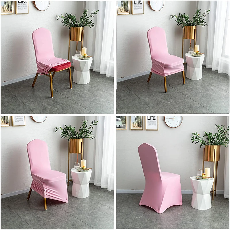 10PC Universal White Spandex Dining Room Chair Covers for Living Slipcovers Protector Wedding Banquet and Party |