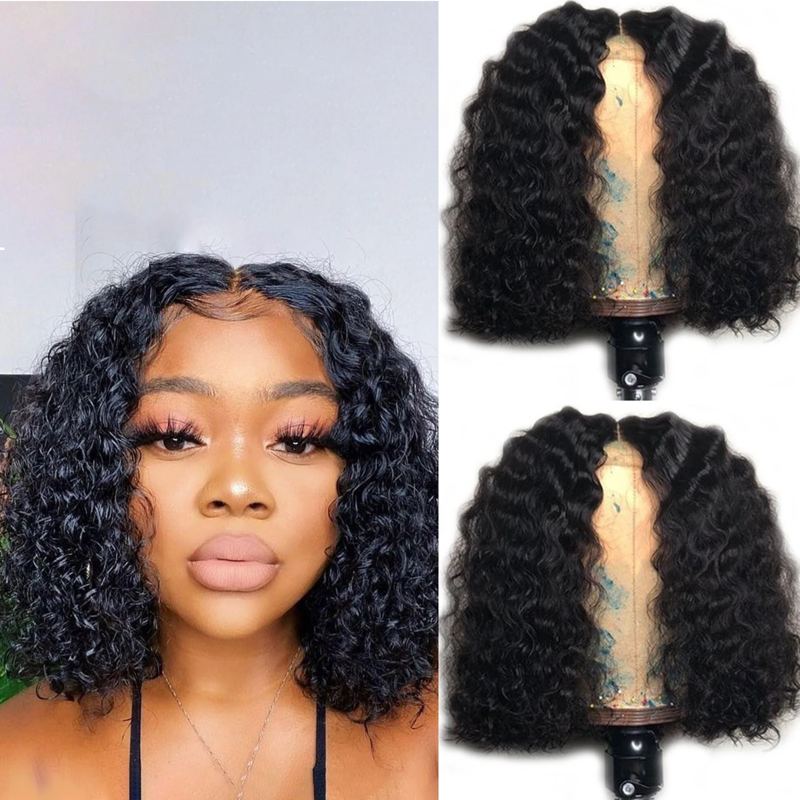 Sunnymay Short 4x4 Curly Human Hair Wigs Remy Brazilian Lace Front Wigs With Baby Hair Pre Plucked Lace Front Human Hair Wigs