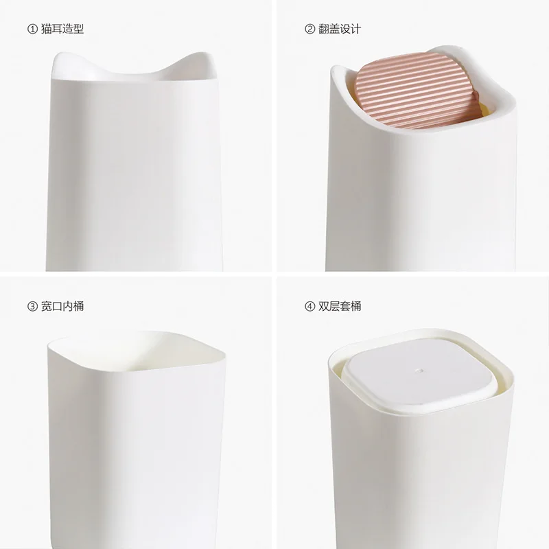 

Desktop trash can household desktop Mini flip bin creative small paper basket office storage bin