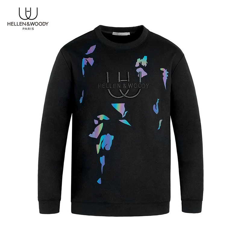 HW мужские модные толстовки с круглым вырезом свободный крой толстовка длинными