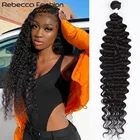 Ребекка 30 32 34 36 38 40 в перуанпряди ках глубоких волн сделка 134 пряди ков 100% Человеческие волосы Remy наращивание перуанпряди ков волос