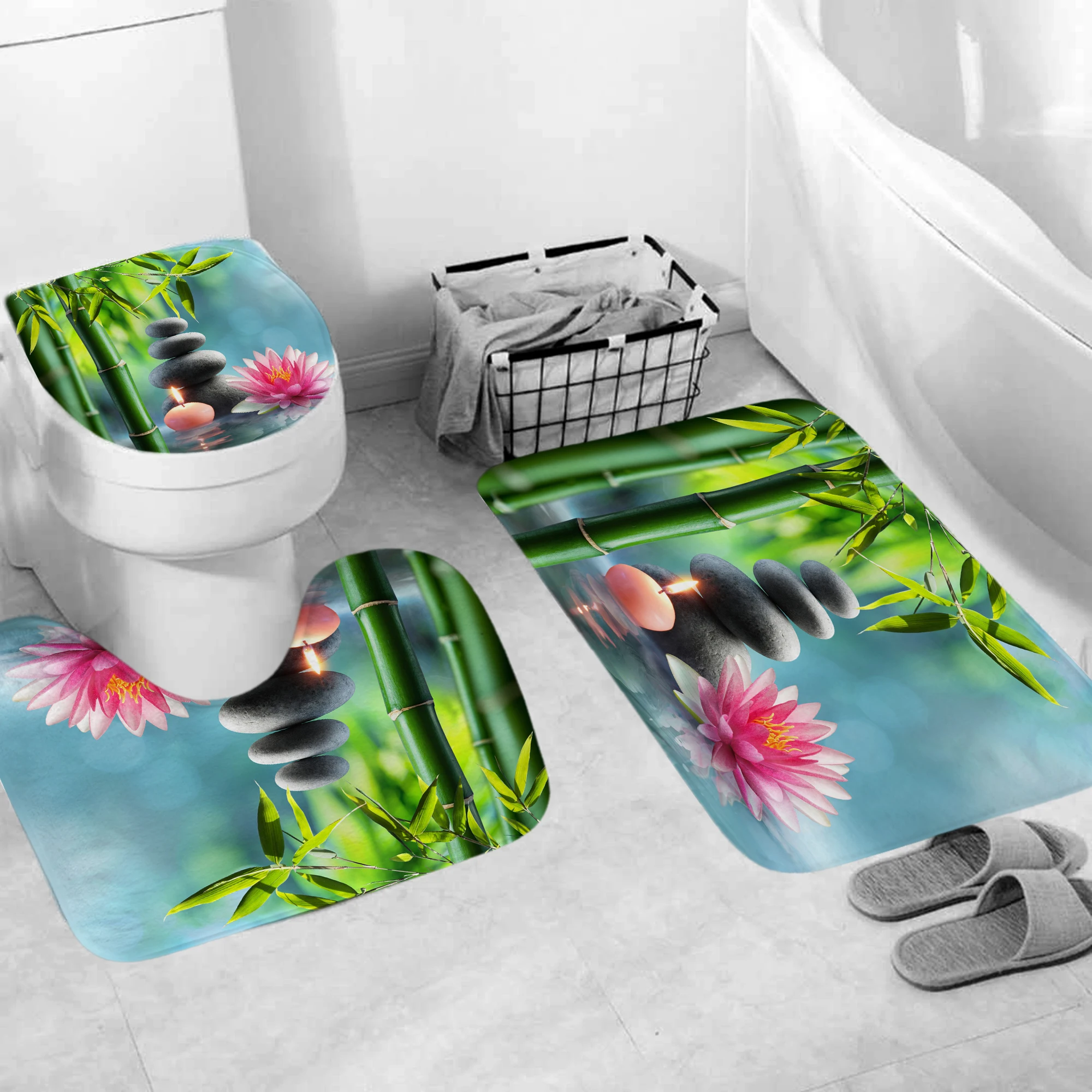 Бамбуковый Лотос дзен камень занавеска для ванной из полиэстера ткань душа