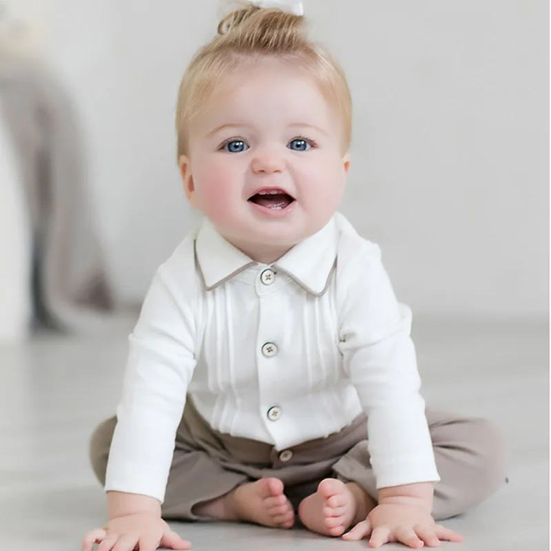 

2021 New Cotton Baby Boy Rompers Spanish Kids Jumpsuits Newborn 1St Birthday Outfits Infant Boys Bodysuit Baby Wedding Clothes
