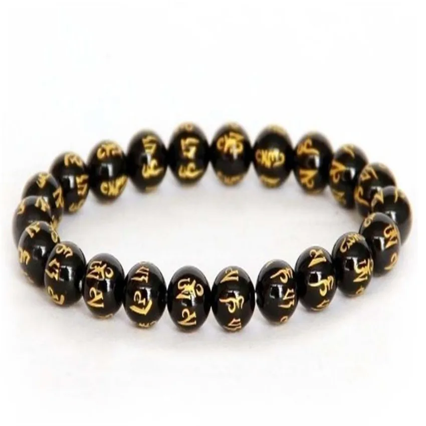 Обсидиановый браслет Будды Бусины драгоценный камень богемные ювелирные
