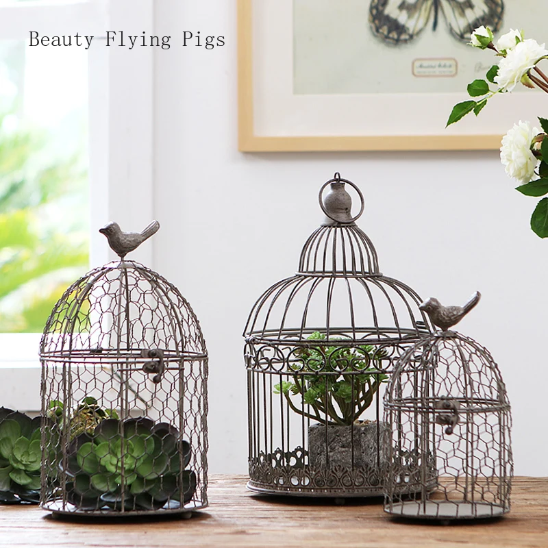 Прямые продажи Новый Ретро клетка для птиц старое украшение из кованого железа