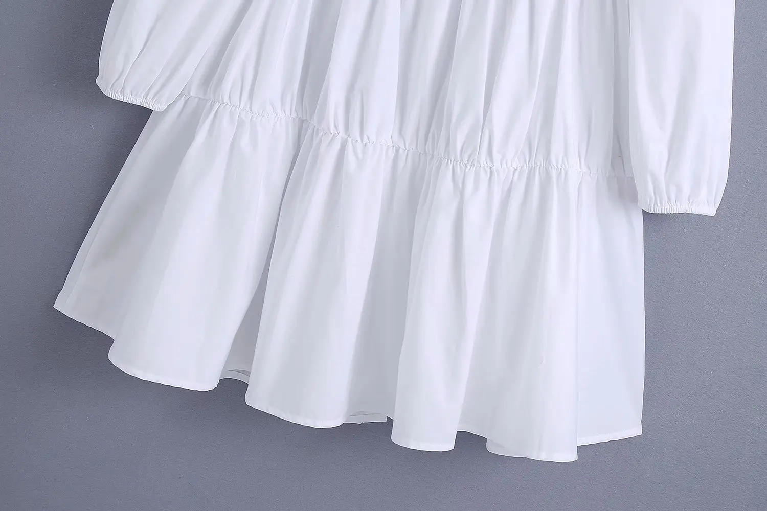

Women White Square Collar Long Sleeve Loose Dress Vintage Puff Sleeve Fashion Loose Chic Female Mini Dress