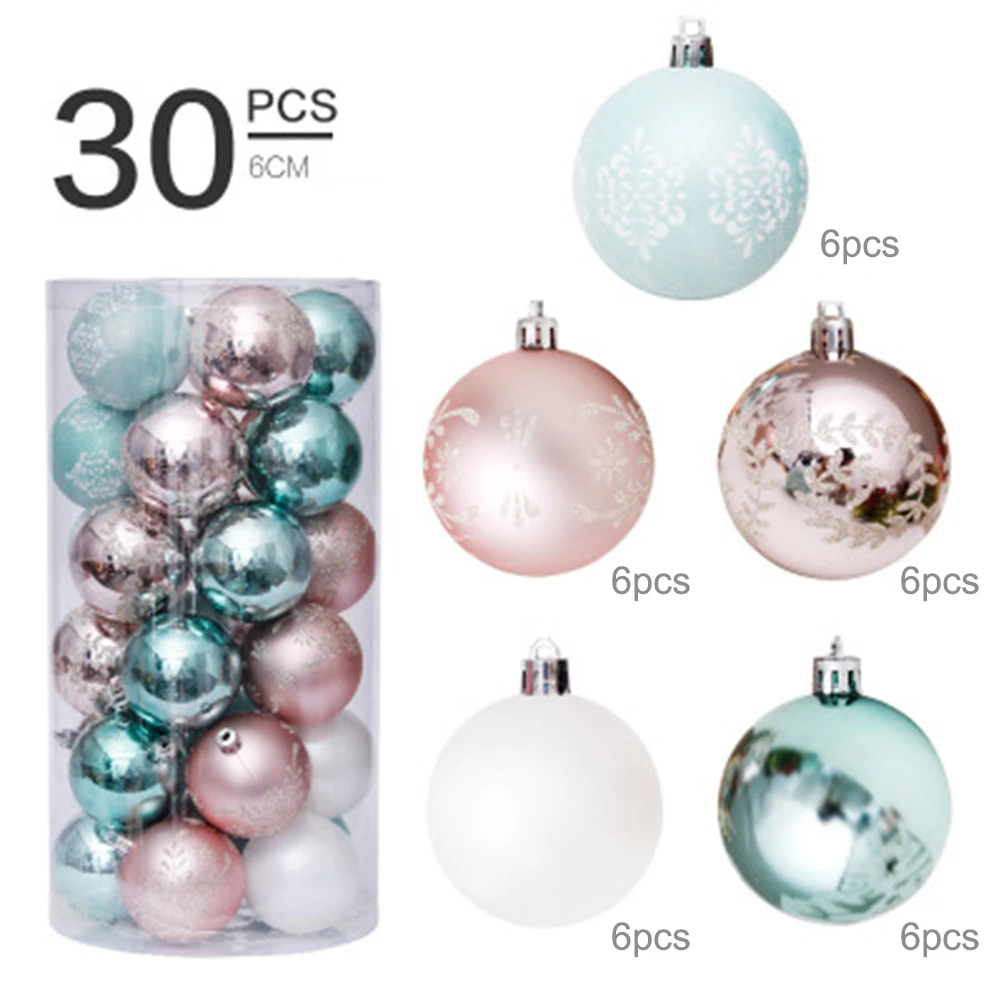 

30pcs 6cm Christmas Ball Glitter Christmas Tree Ornaments Hanging Christmas Home Decorations Palline Natale Decor Navidad