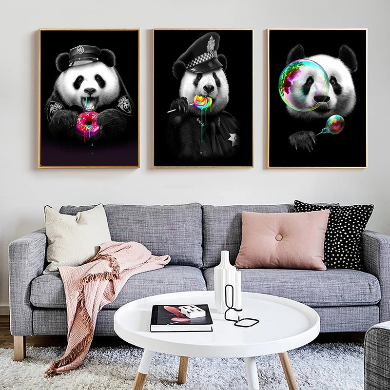 

Lovely Panda Canvas Art Posters And Prints Animals Canvas Paintings On the Wall Art Cartoon Pictures For Kids Room Home Decor