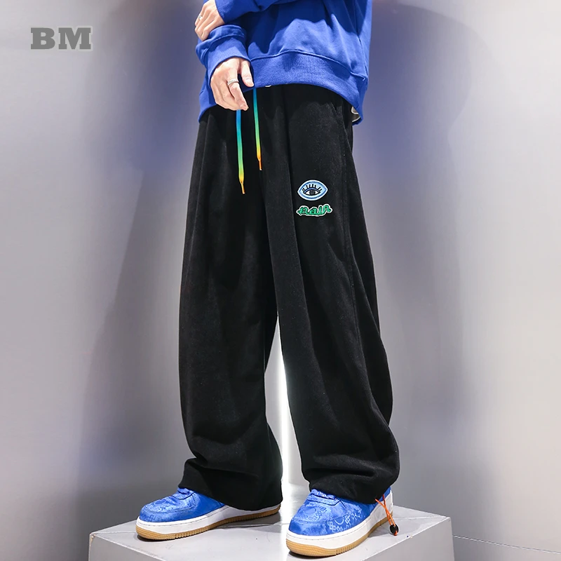 

Модные вельветовые брюки в Корейском стиле в стиле хип-хоп, весенние спортивные брюки, уличная одежда, парные Прямые повседневные спортивны...
