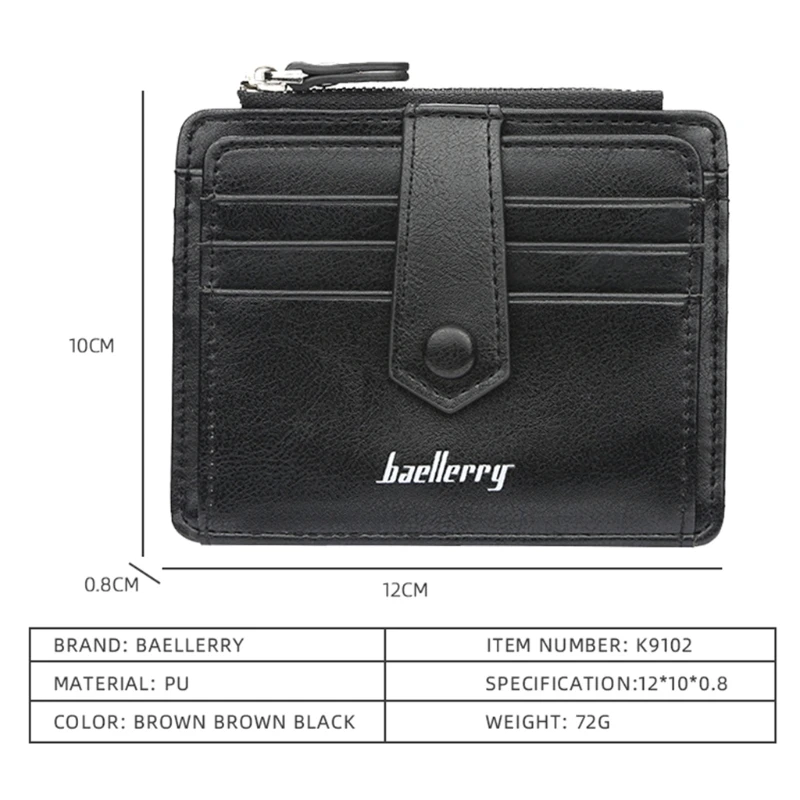 

Fashion Men Slim PU Leather Wallet Zipper Coin Purse Credit Card Holder Business Change Pocket Case