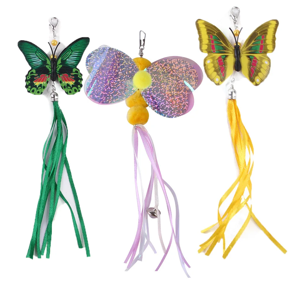

Cat Toys Interactive Cat Toy Butterfly Funny Exercise Kitten Toys Cat Teaser with Replacement Cat Toy Feather Replacement Head