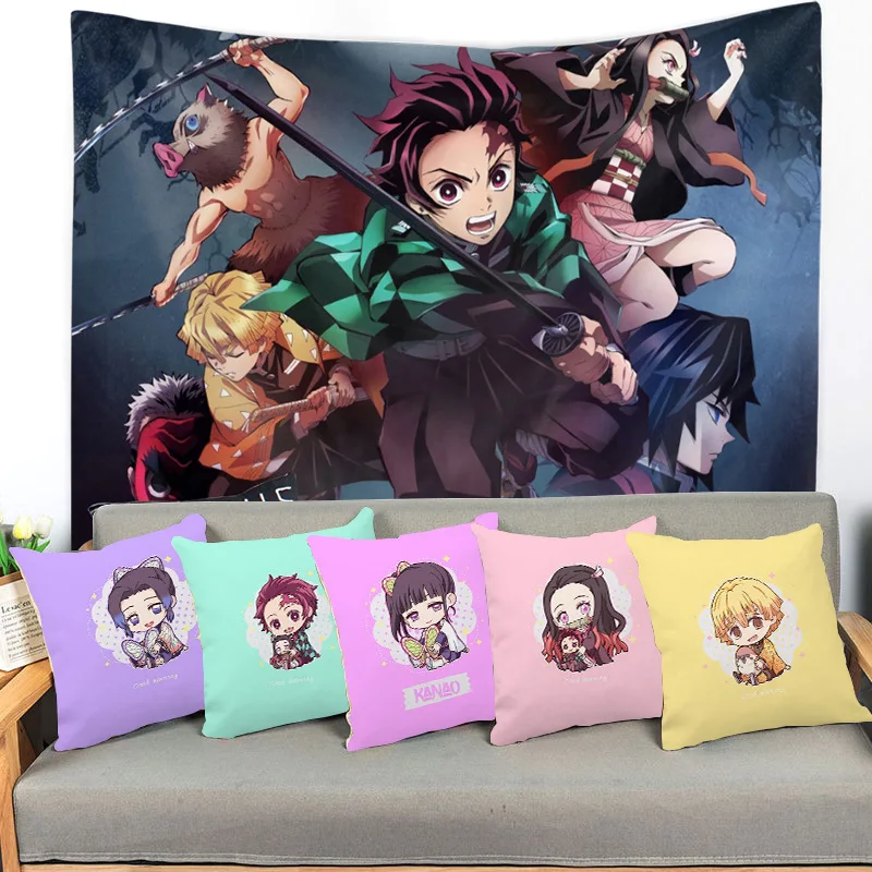 45CM Japan No pillow core Anime Demon Slayer Kimetsu no Yaiba Printed Pillows Cover Soft Decorative Pillow case Gift Pillowcase | Игрушки и