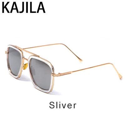 Sliver Lentes Tony Stark Солнцезащитные очки Мужские брендовые дизайнерские ретро квадратные стимпанк Железный человек солнцезащитные очки для женщин UV400 очки - Цвет линз: Sliver