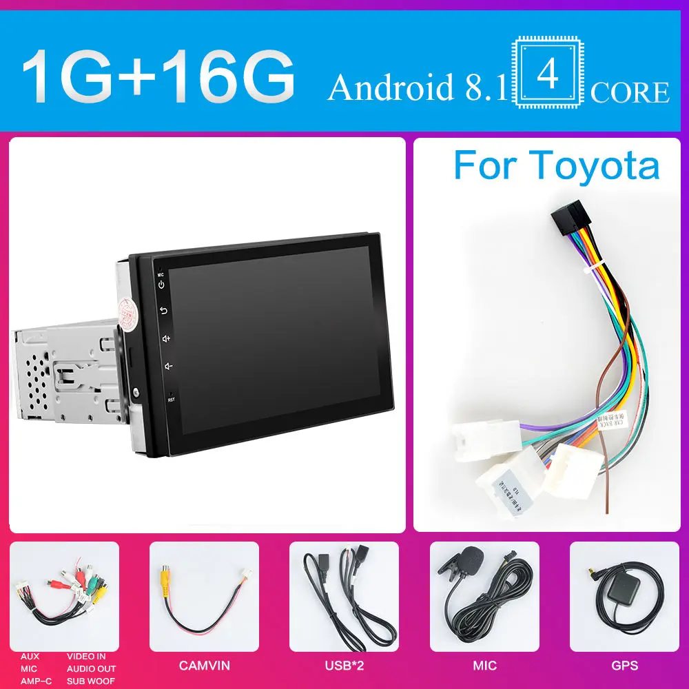 Серый 2 din автомагнитола 7 дюймов Android система плеер для Toyota Nissan VW 1 din Авто радио GPS навигация - Цвет: Серый