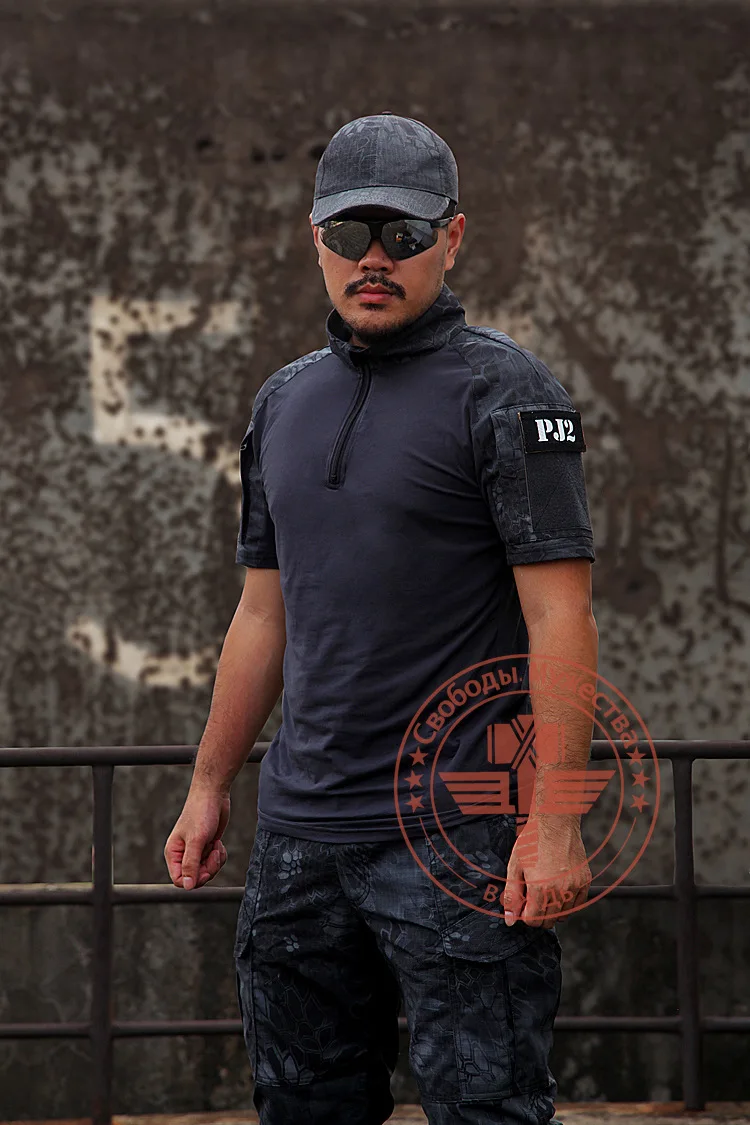 Летняя мужская камуфляжная футболка Открытый Кемпинг пеший Туризм Поход Рыбалка