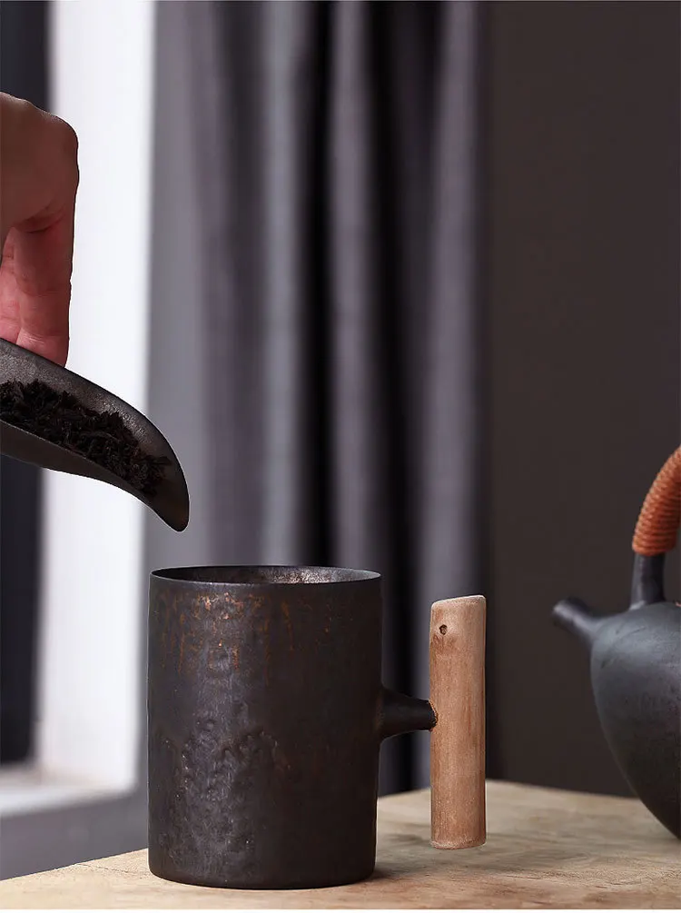 Класс кружка японского Винтаж Керамика Позолоченные застекленные деревянные