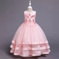 4 12 years summer bridesmaid girl dress elegant kids dresses for girls children clothes wedding princess lace floral dress