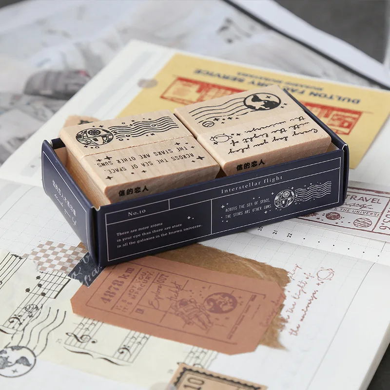 1 шт. винтажные космические дорожные марки Луны DIY деревянные и резиновые штампы