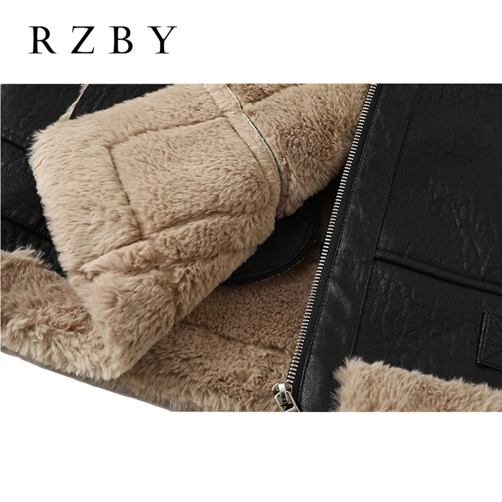 Плюшевая кожаная Толстая куртка Женская Корейская версия свободная зимняя