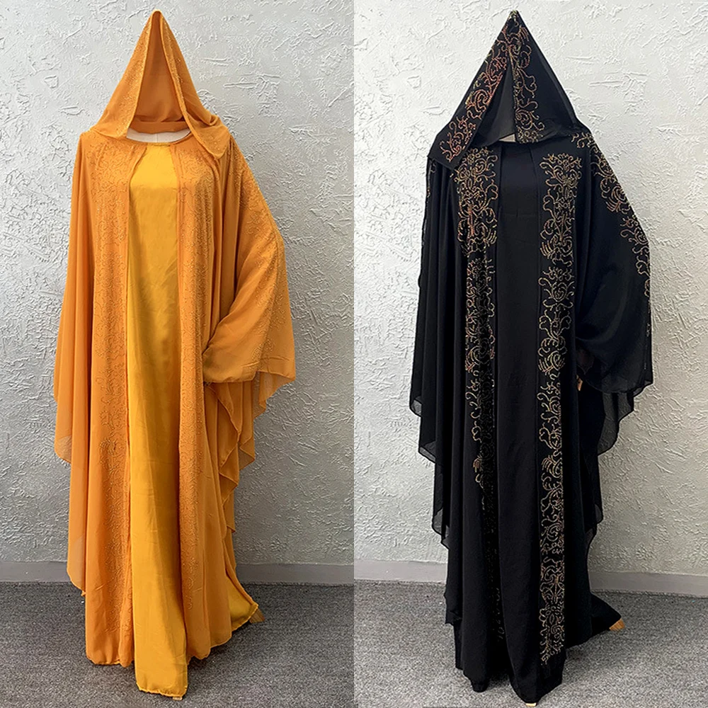 

Fashion Muslim Long Dress Abaya Set Ramadan Clothing Robes 2 Pieces Set 2020 Women Dress For Muslim Girl Black Turkish Dubai