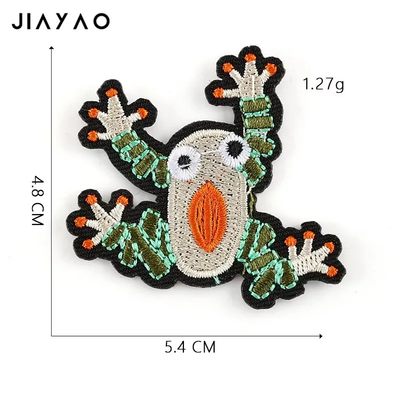 Вышитая нашивка с животными мультяшный краб лягушка значок обувной мешок