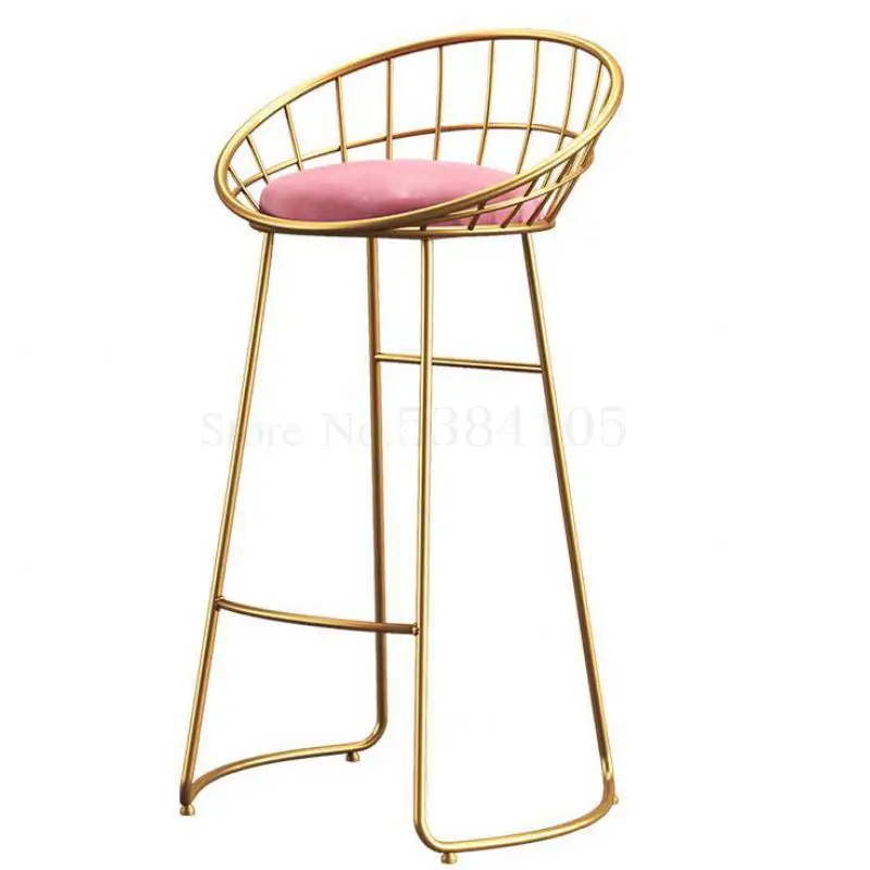 Скандинавский простой барный стул для отдыха железный золотой высокий