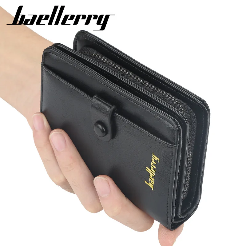 Мужские кошельки baellerry короткие из искусственной кожи на молнии с застежкой