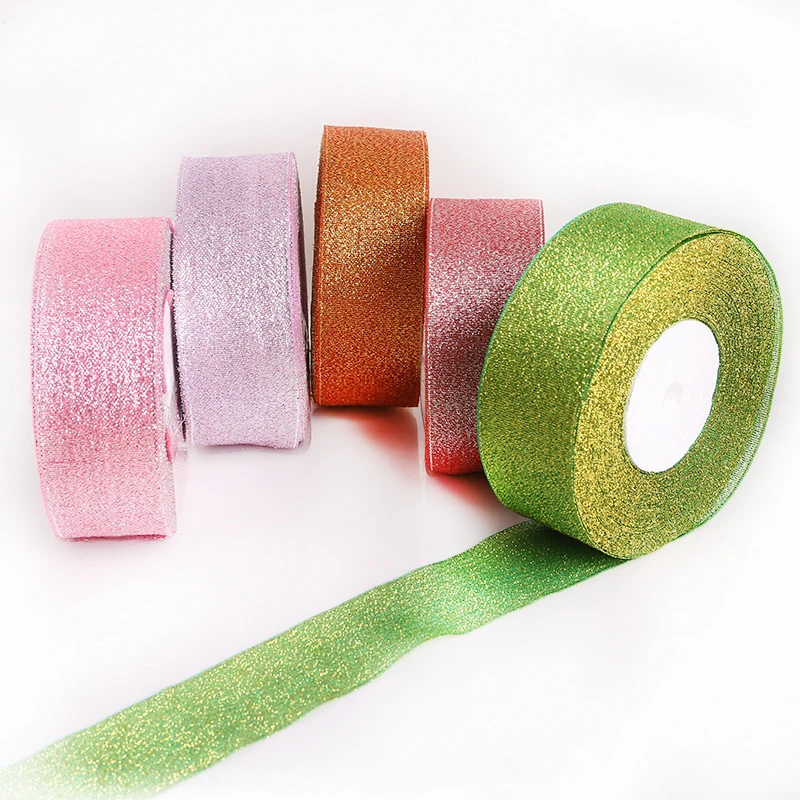 25 ярдов/ширина сумки 38 мм металлическая лента из органзы с блестками тесьма для
