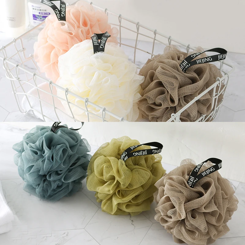 

Bath Scrub Ball New Mesh Soap Dispenser Body Clean Beauty Bath Puff Bath Sponge Solid Color Exfoliating Wash Shower Tool