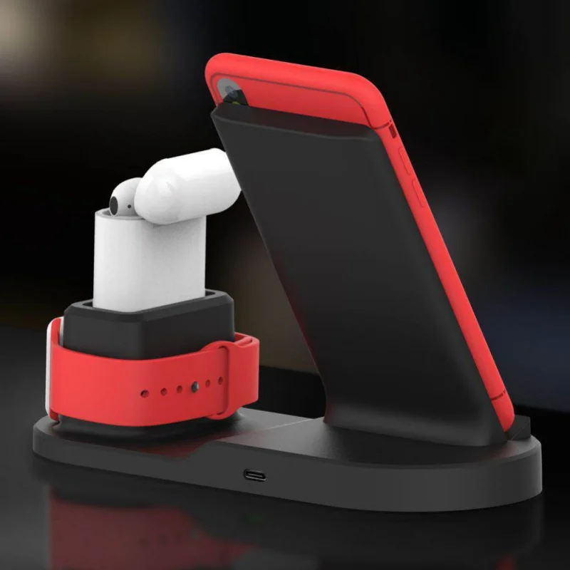 3-in-1 Mobile Phone Watch Headphone Chargers Wireless Fast Charging Adapter Holder Stand |