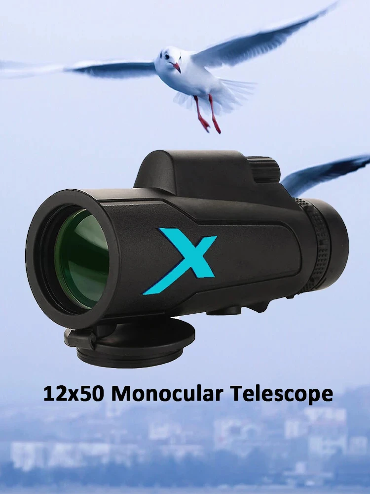 

Монокулярный телескоп с зумом 12X50, портативный HD супер телескоп, оптический объектив для охоты, походов, рыбалки, четкое наблюдение, мощный