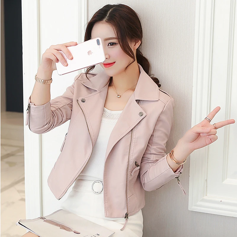 Куртка из искусственной кожи осеннее короткое пальто черные куртки весенние