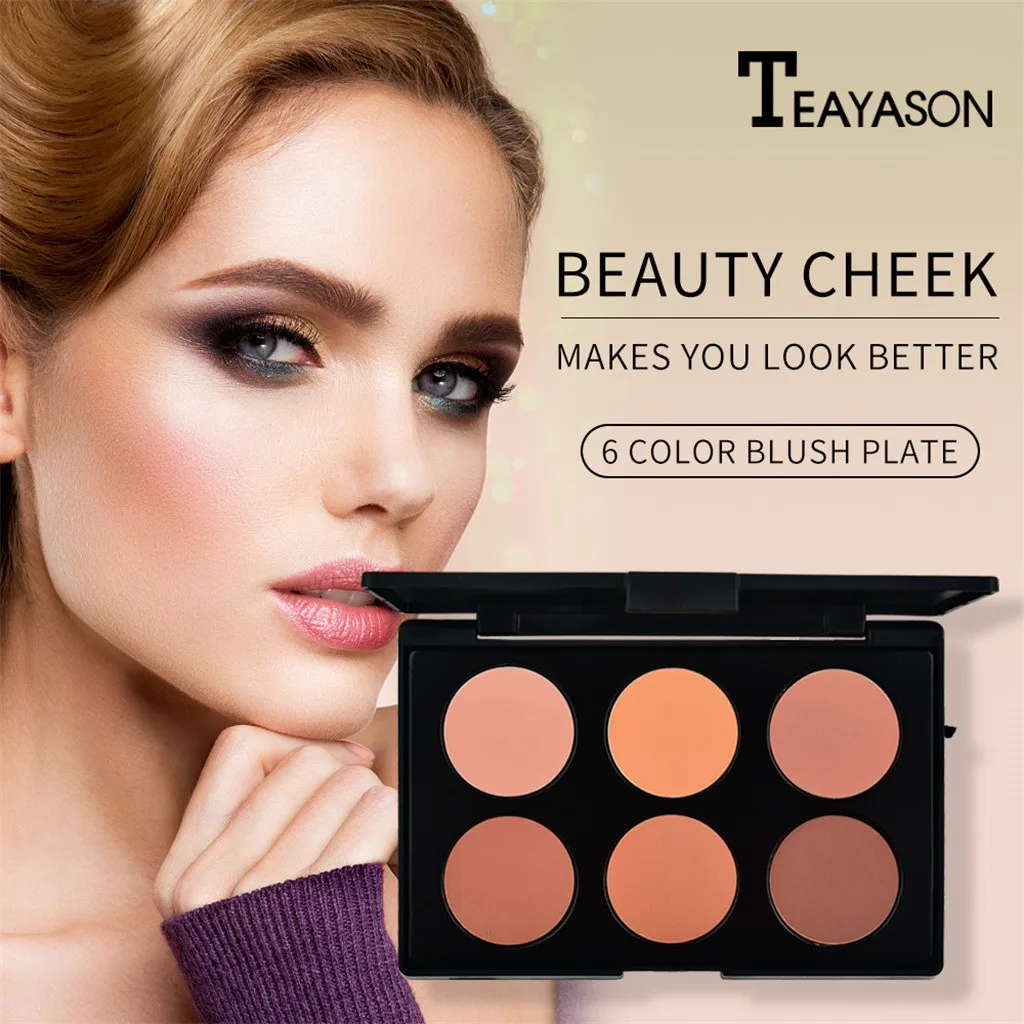 Женский красный макияж для лица Румяна Пудра гладкий Макияж контур основа