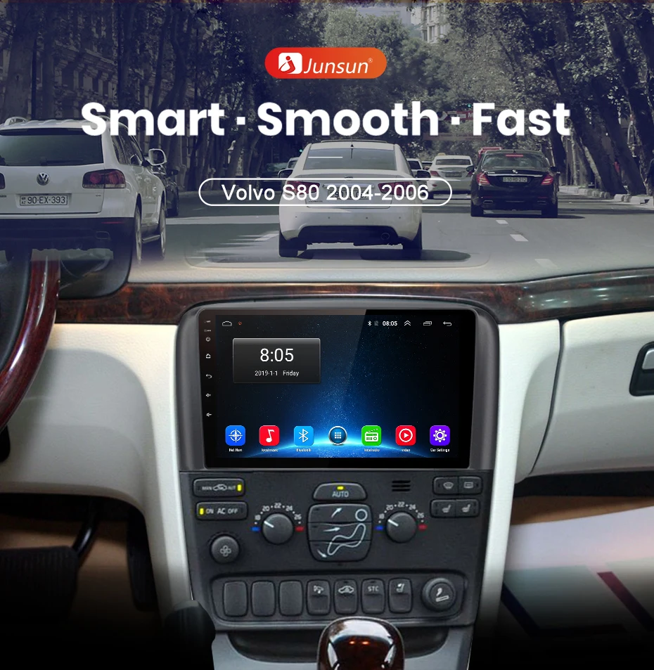 Junsun V1 pro 4G+ 64G CarPlay Android 9,0 DSP для Volvo S80 2004 2005 2006 автомобильный Радио Мультимедиа Видео плеер gps RDS 2 din dvd