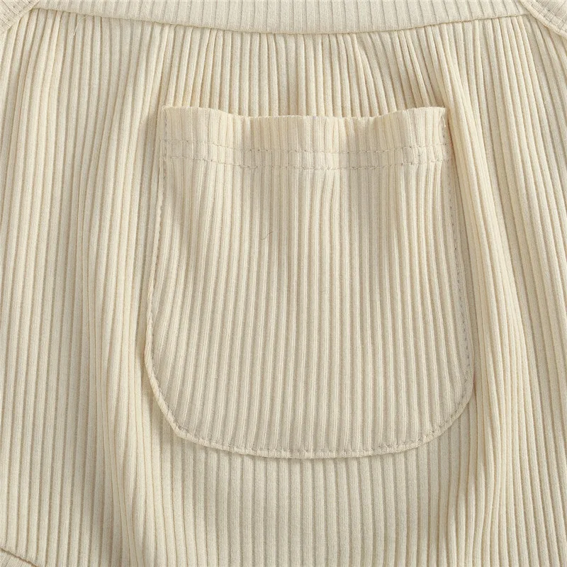 Летний модный ребристый комбинезон для маленьких девочек однотонные