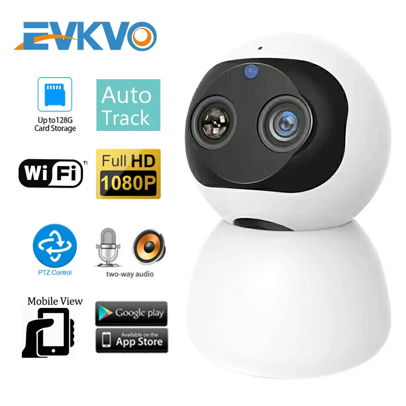 IP камера EVKVO 1080P PTZ два объектива Wi Fi H.265|Камеры видеонаблюдения| |