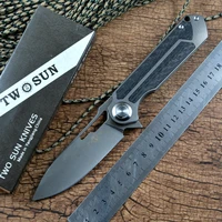 twosun flipper utility folding knives d2 blade titanium carbon fiber handle ts226 outdoor edc hiking survival